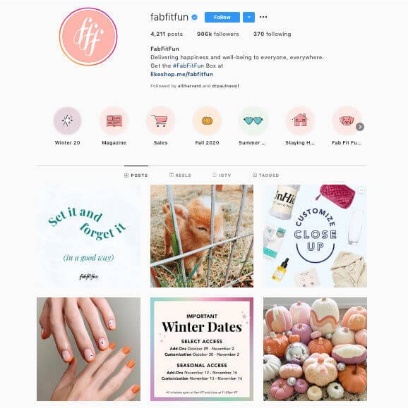 Fabfitfun Instagram grid