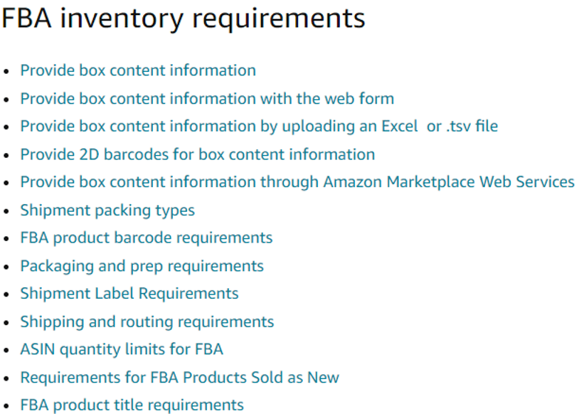 FBA Inventory Requirements